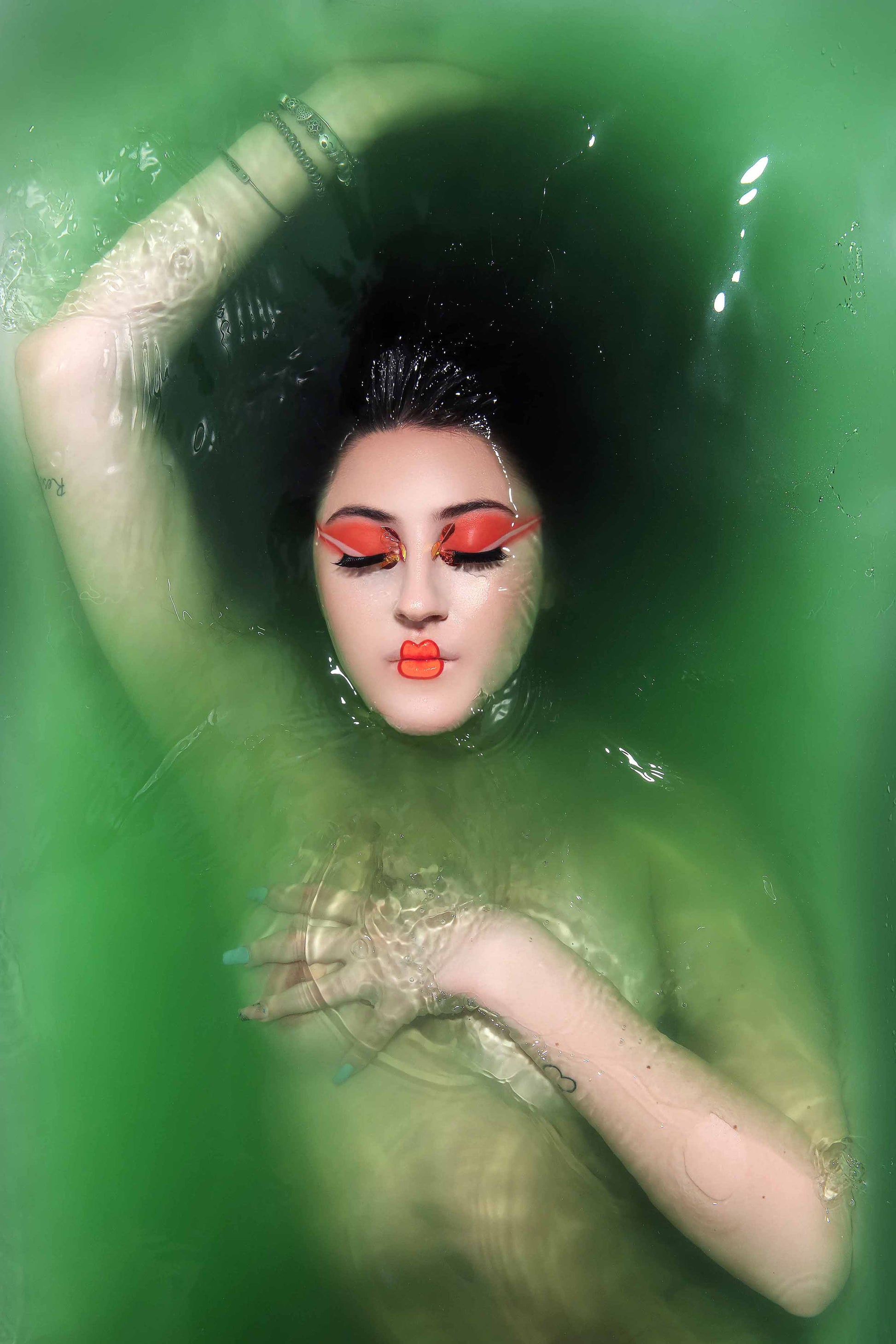 Kitsch Baptism Green 2. Creative photographic artwork by Damiano Lamonaca. Fineart print.